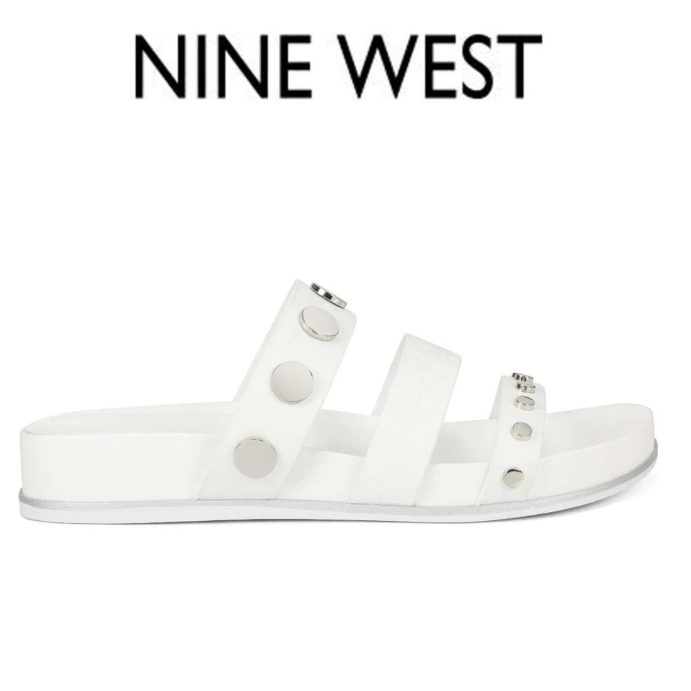 NEW Nine West Cocco Slide Sandals in White 6.5 8.5 and 9
